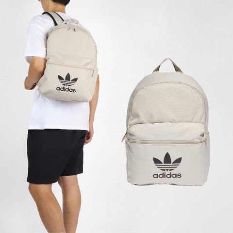 ADIDAS 愛迪達 後背包 Beige Adicolor Backpack 米白 黑 可調背帶 三葉草 背包 IL1963