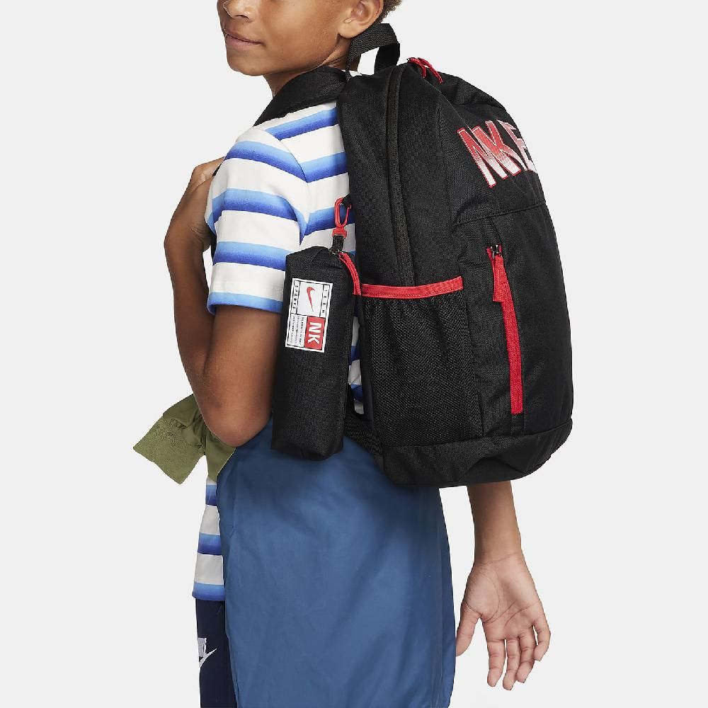 NIKE 耐吉 後背包 Elemental Backpack 兒童款 黑 紅 多夾層 可調背帶 軟墊 筆帶 背包 書包 FN0956-010