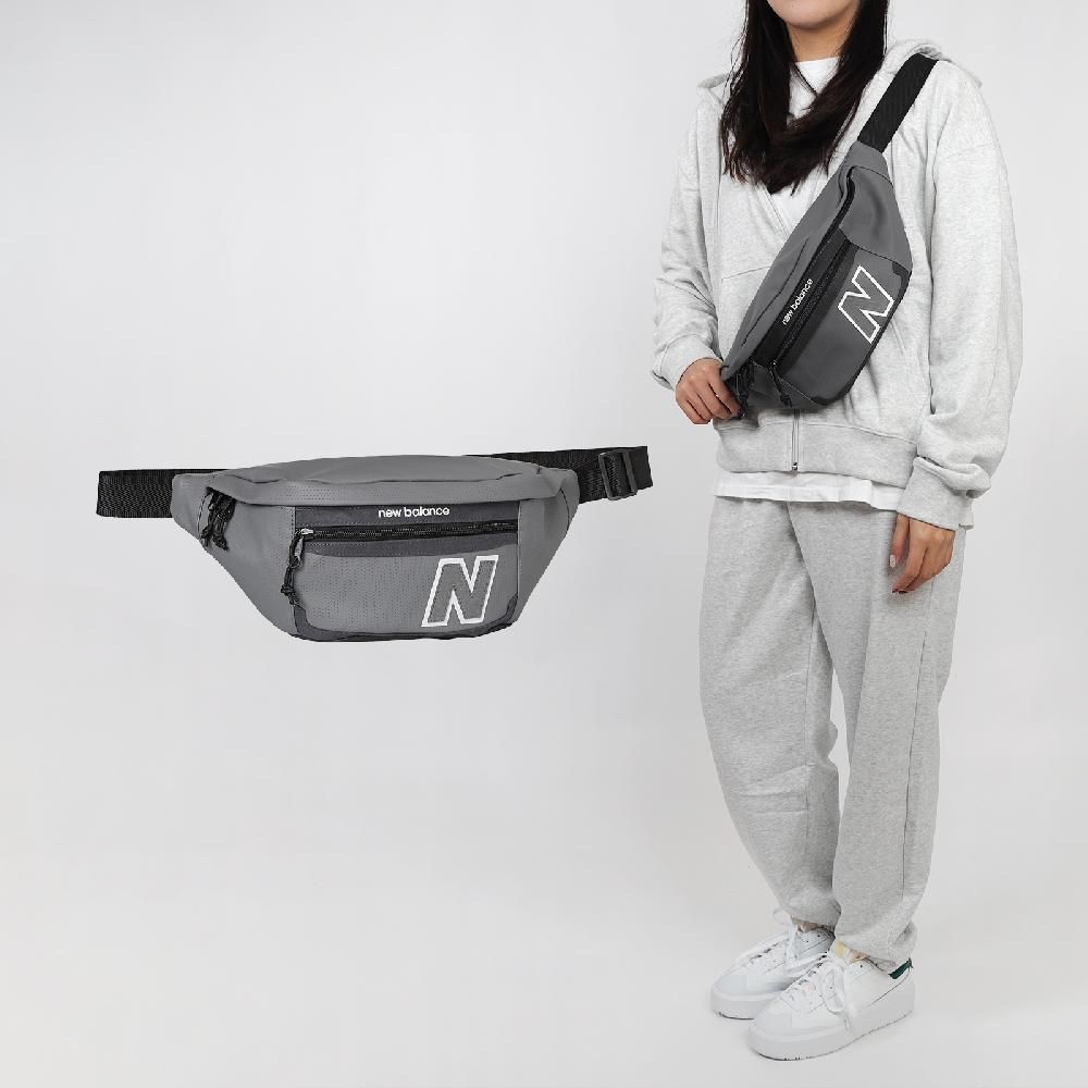 NEW BALANCE 肩背包 Legacy Waist Bag 灰 黑 多夾層 可調背帶 皮面 腰包 小包 隨行包 NB LAB23105CAS