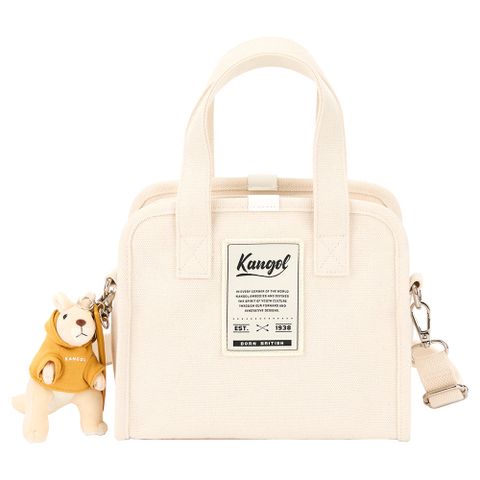 KANGOL 帆布側背包 女包 男包 斜背包 手提包 小包 米白色-6425170101