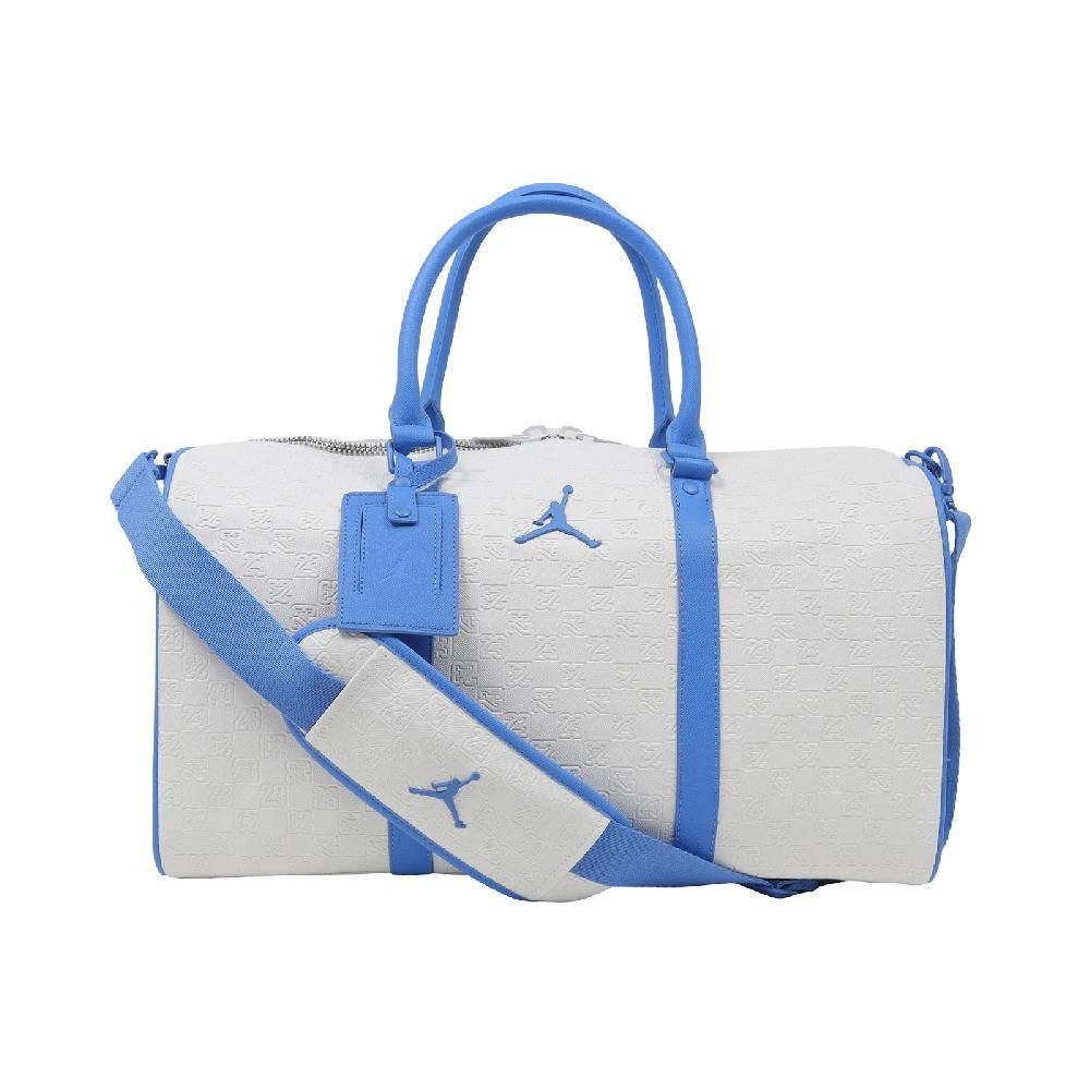 NIKE 耐吉 旅行包 Jordan Monogram 白 藍 滿版印花 旅行袋 健身包 手提 肩背包 包包 JD2443027AD-003