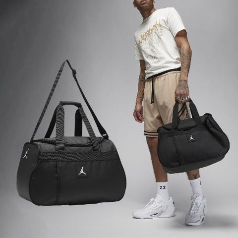 NIKE 耐吉 旅行袋 Jordan Essentials Duffle Bag 黑 白 大空間 多夾層 可調背帶 健身包 手提包 JD2413009AD-001