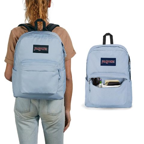 JanSport 後背包 Superbreak Plus 粉嫩藍 15吋 減壓背帶 筆電包 雙肩包 背包 包包 JS0A4QUE7G7
