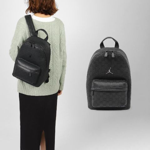 NIKE 耐吉 後背包 Jordan Monogram Mini Backpack 黑 小包 滿版印花 迷你背包 雙肩包 背包 包包 JD2443133AD-001