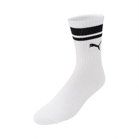 PUMA 襪子 Classic Crew Socks 男女款 白 黑 雙線 經典 長襪 單雙入 BB109205