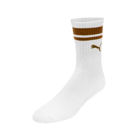 PUMA 襪子 Fashion Crew Socks 男女款 白 橘棕色 條紋 長襪 中筒襪 休閒 台灣製 BB109223