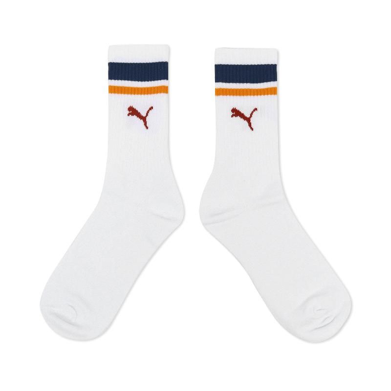 Puma 襪子Classic 中筒襪長襪白藍橘條紋休閒襪穿搭襪男女款台灣製