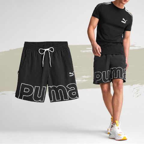 PUMA 彪馬 短褲 TEAM Relaxed 男款 黑 白 E.SO 瘦子 主打款 寬鬆 抽繩 大LOGO 62133401