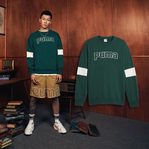 PUMA 彪馬 長袖 TEAM Relaxed 男款 綠 白 E.SO 瘦子 著用款 寬鬆 衛衣 大學T 大LOGO 62132443