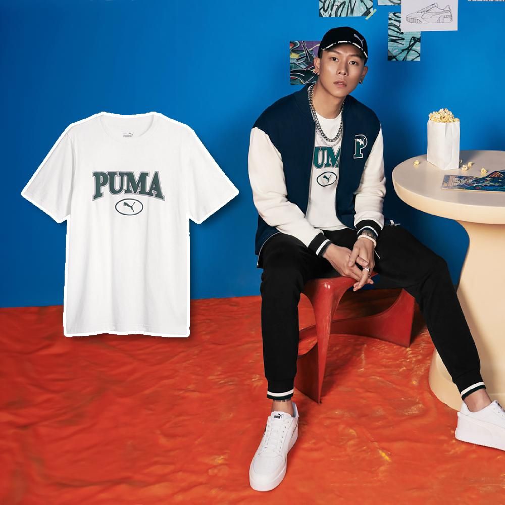 PUMA  彪馬 短袖 Squad 男款 白 綠 E.SO 瘦子 著用款 大LOGO 短T 純棉 棉T 67601365