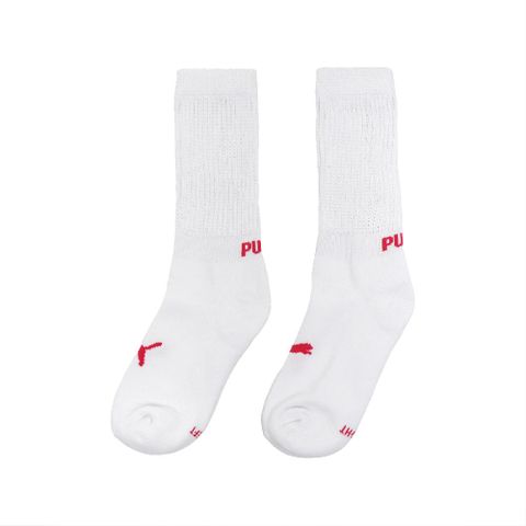 PUMA 彪馬 襪子 Fashion Slouch Crew Socks 男女款 白 粉紅 長襪 厚底 台灣製 單雙 BB142703