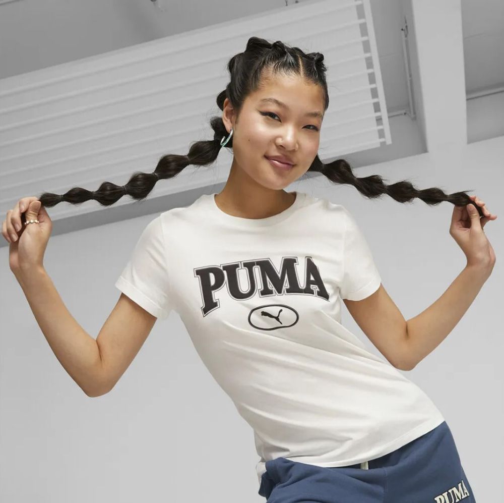 PUMA 彪馬  短T 基本系列 SQUAD 白 黑LOGO 短袖 T恤 女 67661165