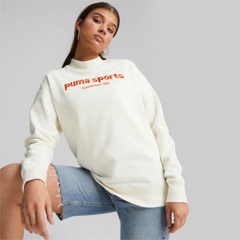 PUMA 長T 流行系列 P.TEAM 米白 橘刺繡 圓領衫 女 62521565