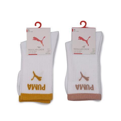 PUMA 彪馬 襪子 FASHION 跳豹LOGO 白 黃/粉 素色 半統襪 單雙入 男女 BB14450-