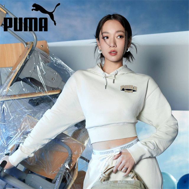 PUMA  帽T 米白 TEAM FANBASE 吳卓源 短版 厚連帽T 女 62434687