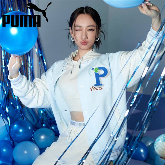 PUMA  外套 流行系列 P.TEAM 米白水藍 吳卓源 標章 棒球外套 男女 62579723