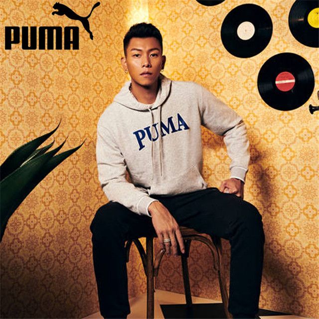 PUMA  帽T 基本系列 SQUAD 灰 藍LOGO 瘦子 厚連帽T 男 68125304