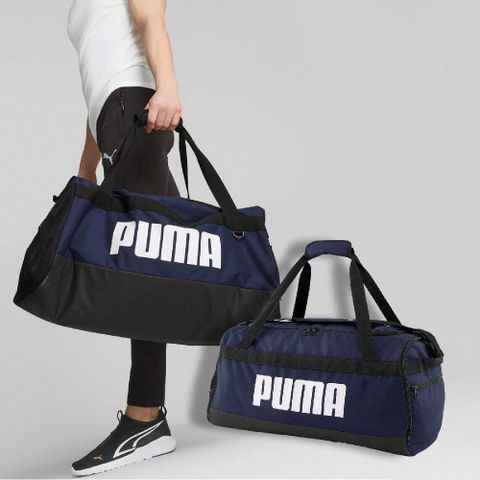 PUMA 彪馬 旅行袋 Challenger M 藍 白 大空間 襯墊背帶 鞋倉 健身包 訓練包 07953102