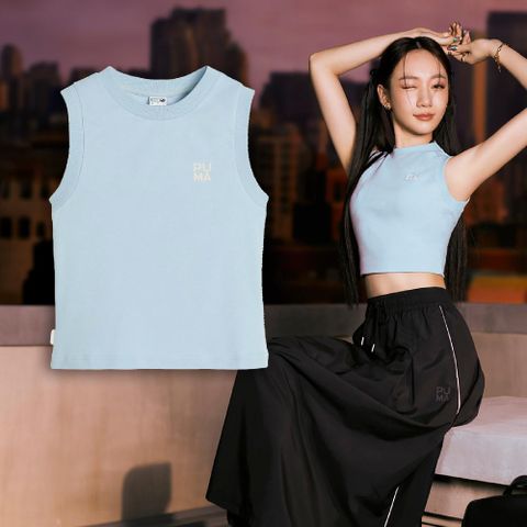 PUMA 彪馬 背心 Infuse Tank Top 女款 藍 象牙白 短版 合身 無袖 Julia 吳卓源 著用款 62430822