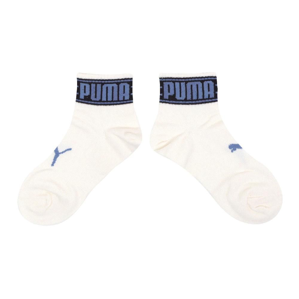 PUMA  彪馬 短襪 Fashion Ankle Sock 象牙白 藍 大LOGO 休閒襪 襪子 BB145703