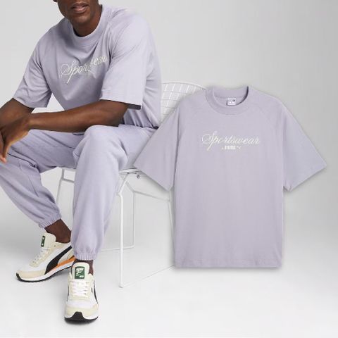 PUMA 彪馬 短袖 Classics+ Tee 男款 紫 米白 純棉 寬鬆 短袖上衣 短T 棉T 62427263