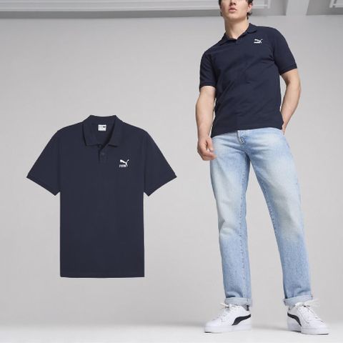 PUMA 彪馬 短袖 Classics Polo Shirt 男款 藍 白 純棉 POLO衫 短T 棉T 53806614