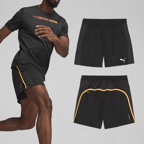 PUMA 彪馬 短褲 Run Fav Shorts 男款 黑 粉橘 吸濕 排汗 三角內裡 5吋 運動 褲子 52500456