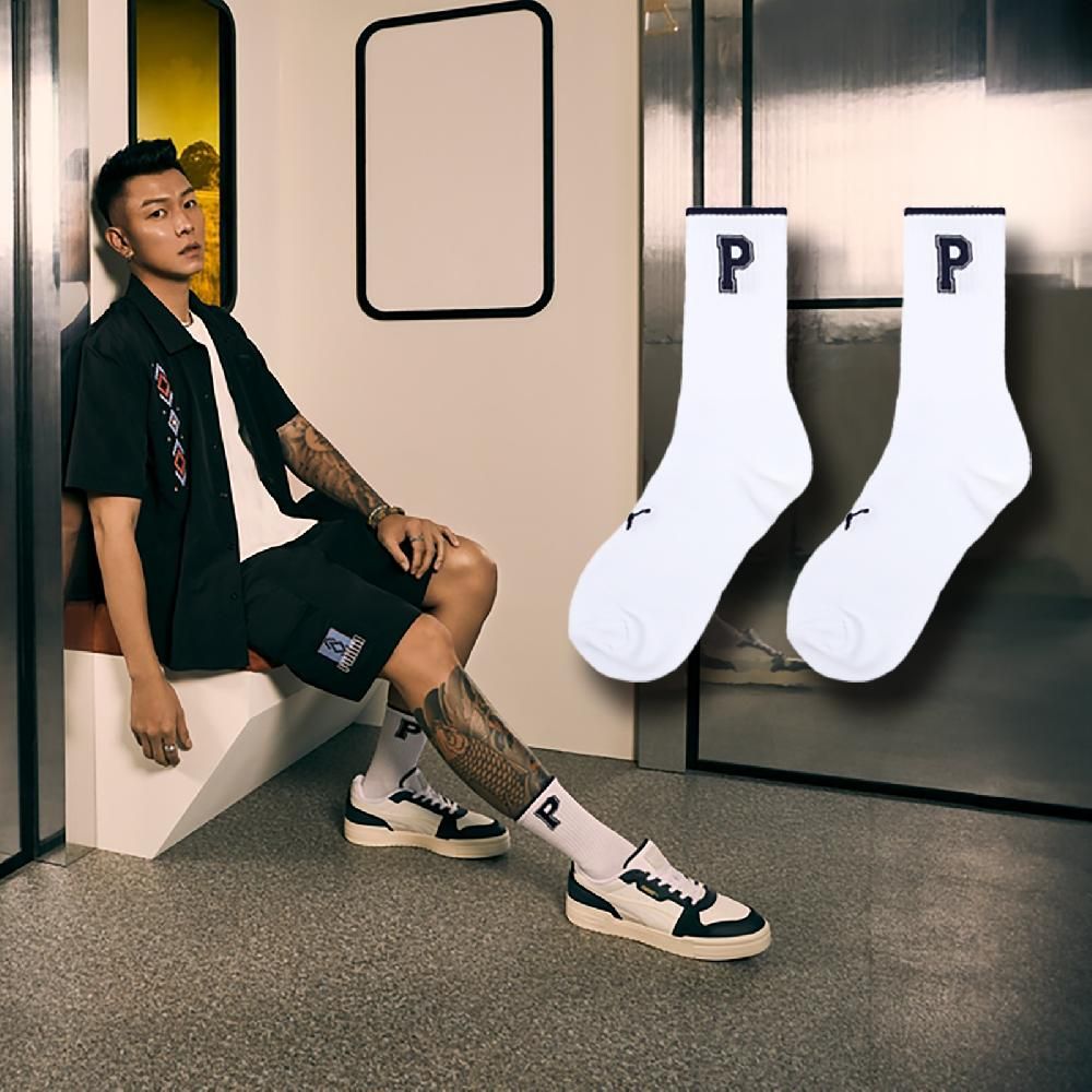 PUMA  彪馬 長襪 Fashion Crew Socks 白 深藍 中筒襪 休閒襪 E.SO瘦子款 襪子 BB146801