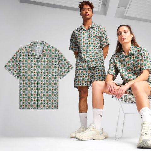 Puma 彪馬 襯衫 New Prep Short Sleeve Woven Shirt 男女款 綠 寬鬆 瘦子同款 62787386