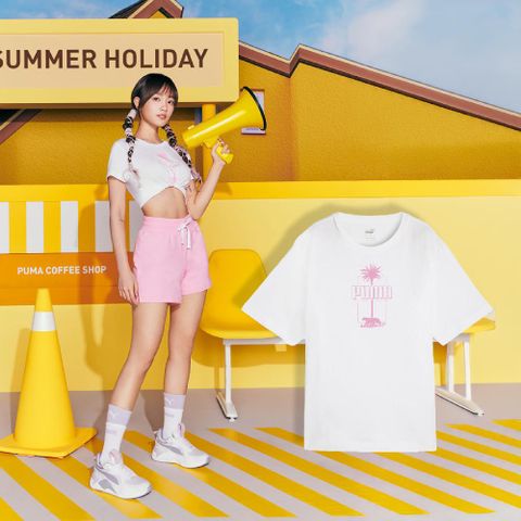Puma 彪馬 短袖 Palm Resort Tee 女款 白 粉 寬鬆 短T  68300502