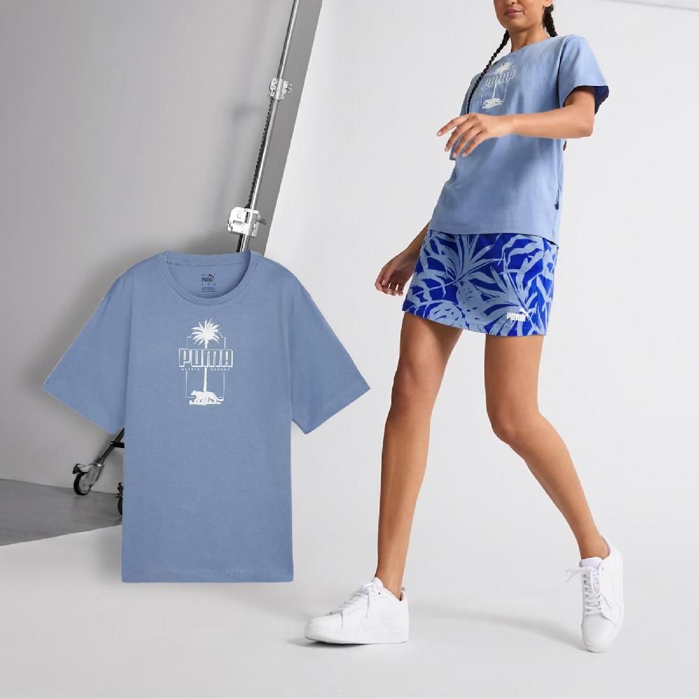 PUMA  彪馬 短袖 Palm Resort Tee 女款 藍 白 寬鬆 短T 王淨同款 68300520