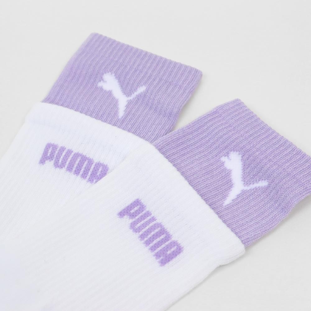 PUMA  彪馬 長襪 Fashion Logo Crew Socks 紫 白 雙層襪 休閒襪 中筒襪 襪子 BB142206