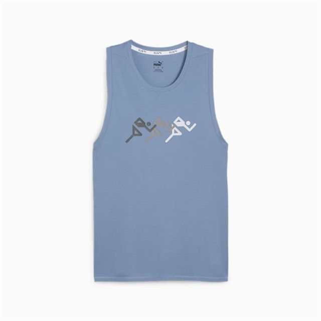 PUMA  背心 慢跑系列 RUN FAV 湖水藍 圖樣 運動背心 男 52508220