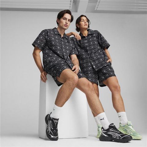 PUMA 彪馬 短袖 流行系列 黑色 NEW PREP 幾何 復古 短袖 襯衫 中性 62787301