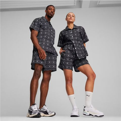 PUMA 彪馬 短褲 流行系列 黑白 NEW PREP 幾何 復古 6吋短褲 中性 62787401