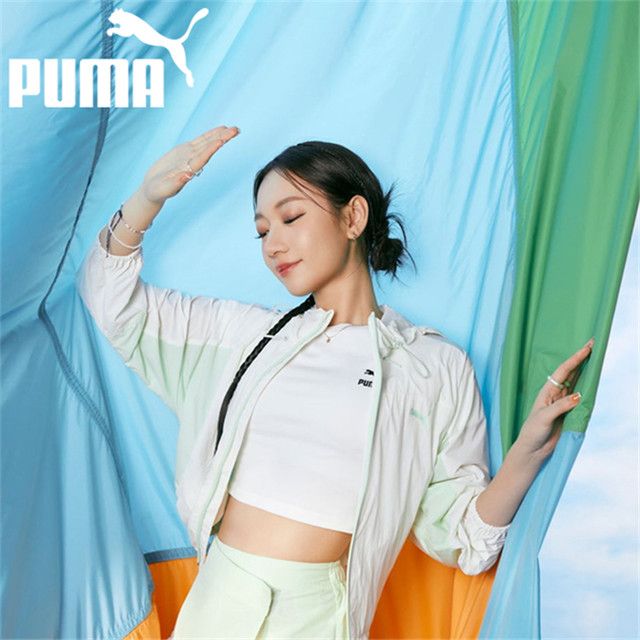 PUMA  外套 流行系列 白綠 大都會 UV 連帽 風衣外套 女 62837665