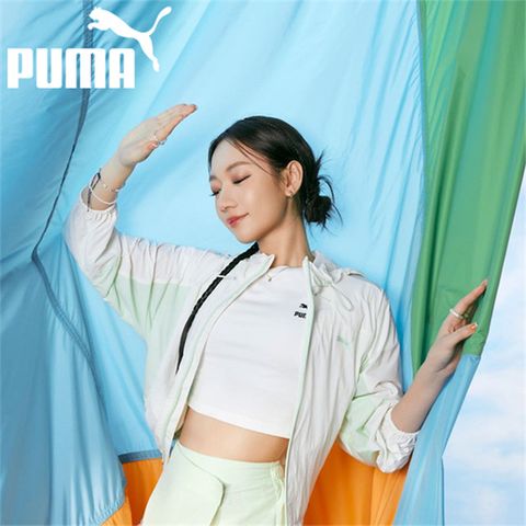 PUMA 外套 流行系列 白綠 大都會 UV 連帽 風衣外套 女 62837665