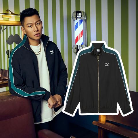 PUMA 彪馬 外套 PLAY.PARIS. Jacket 男款 黑 綠 寬鬆 立領 瘦子 黃宣同款 62904801