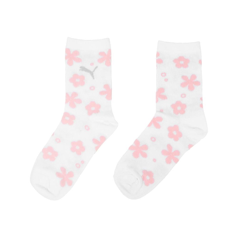 PUMA 休閒襪 Fashion Crew Socks 女款 白 粉 小花 中筒襪 襪子 BB147206