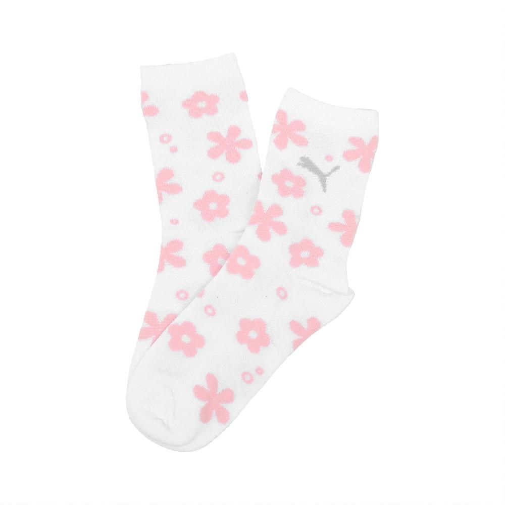 PUMA 休閒襪 Fashion Crew Socks 女款 白 粉 小花 中筒襪 襪子 BB147206