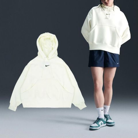 NIKE 耐吉 帽T NSW Phoenix Fleece 女款 米白 內刷毛 寬鬆 連帽上衣 DQ5859-133