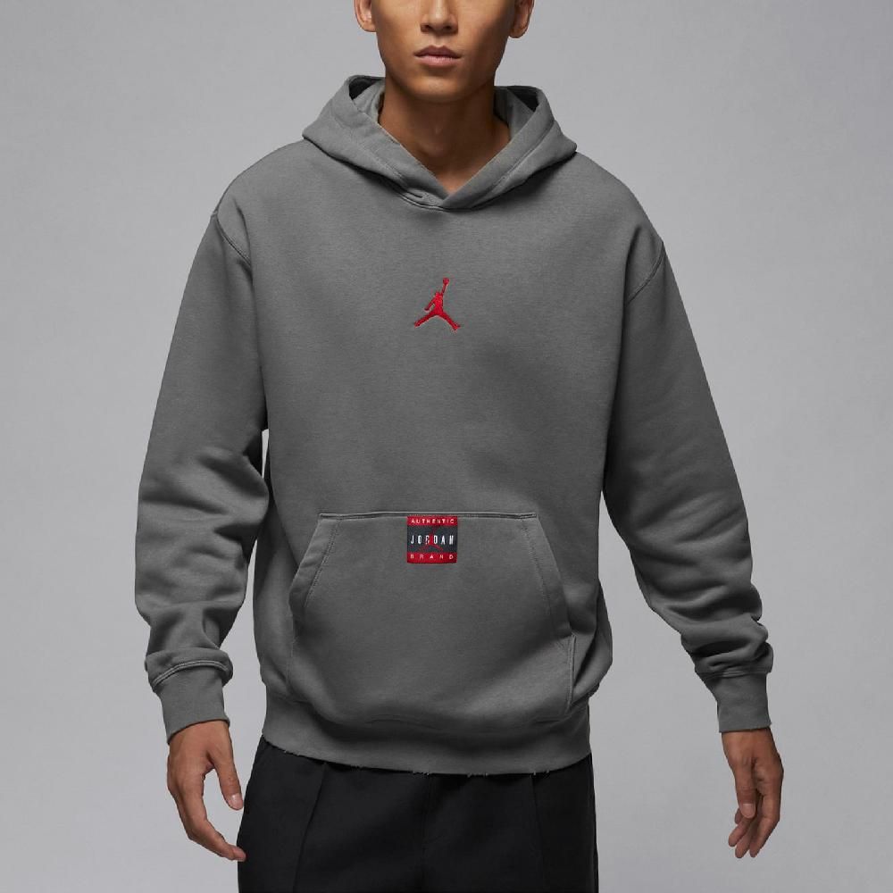 NIKE 耐吉 帽T Jordan Brooklyn Fleece 男款 深灰 紅 內刷毛 寬鬆 喬丹 連帽上衣 HV5046-029