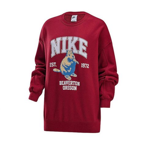 【NIKE】AS W NSW  FLC GX CREW OS G 女 長袖上衣 紅色 大學T-HV1742677