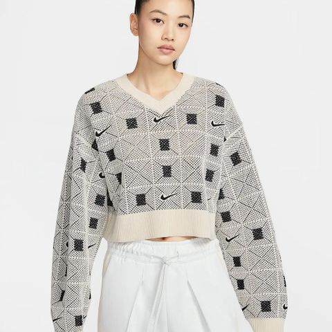 NIKE 耐吉 AS W NSW NOC ENG SWEATER 女 長袖上衣 針織 毛衣 灰色-FV7802110