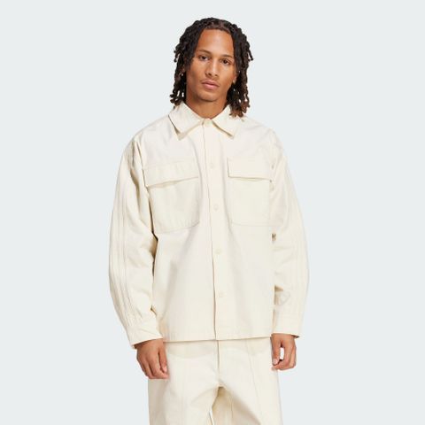 【ADIDAS】P ESS SHI 長袖上衣 男款 襯衫 米白色-IY2280