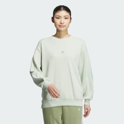 【ADIDAS】WORD FT CREW 圓領套頭衫 女款 大學T 寬鬆 綠色-JG8172