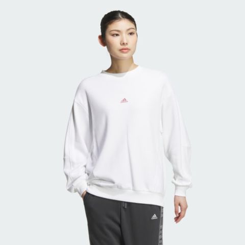 【ADIDAS】WORD FT CREW 圓領套頭衫 女款 大學T 寬鬆 白色-JG8174