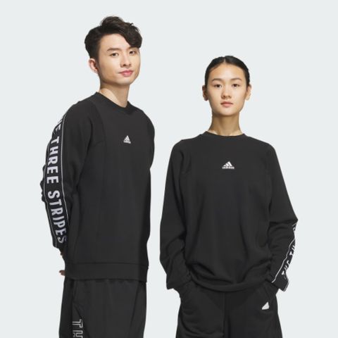 【ADIDAS】WORD FT CREW 圓領套頭衫 男女款 大學T 寬鬆 黑色-JG8590