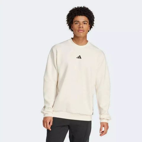 【ADIDAS】D4T CREW SWEATS 圓領套頭衫 男款 大學T 米白色-JJ4644