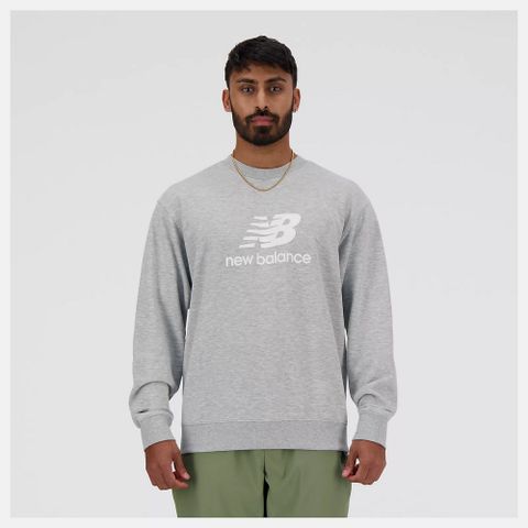 【New Balance】LOGO長袖上衣 長袖上衣 男 大學T 灰色 美版_MT41500AG-F